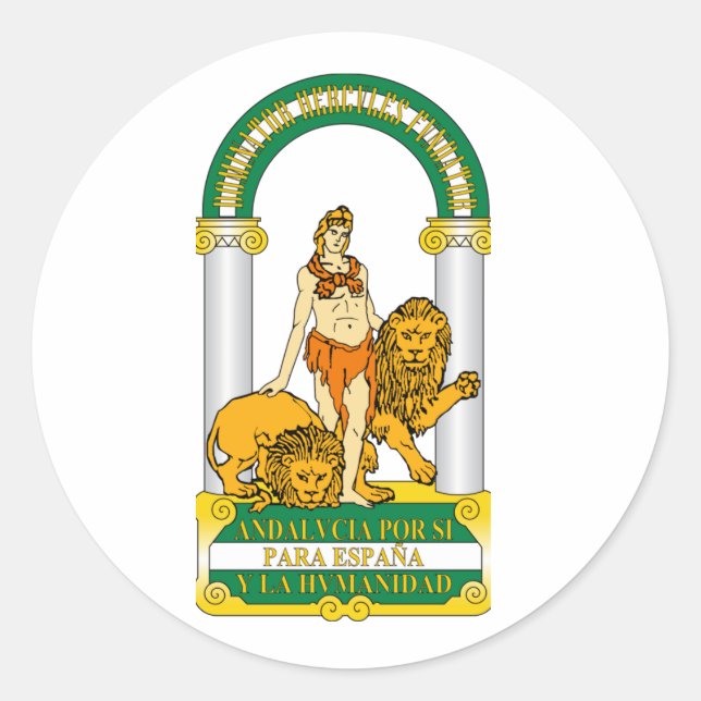 Adesivo Redondo Andalucia (Espanha) Casaco de armas (Frente)