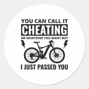Adesivo Redondo Andando de bicicleta E-Cyclist De Bicicleta Elétri