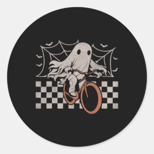 Adesivo Redondo Andando na Bicicleta Fantasma de Halloween Ghoul B
