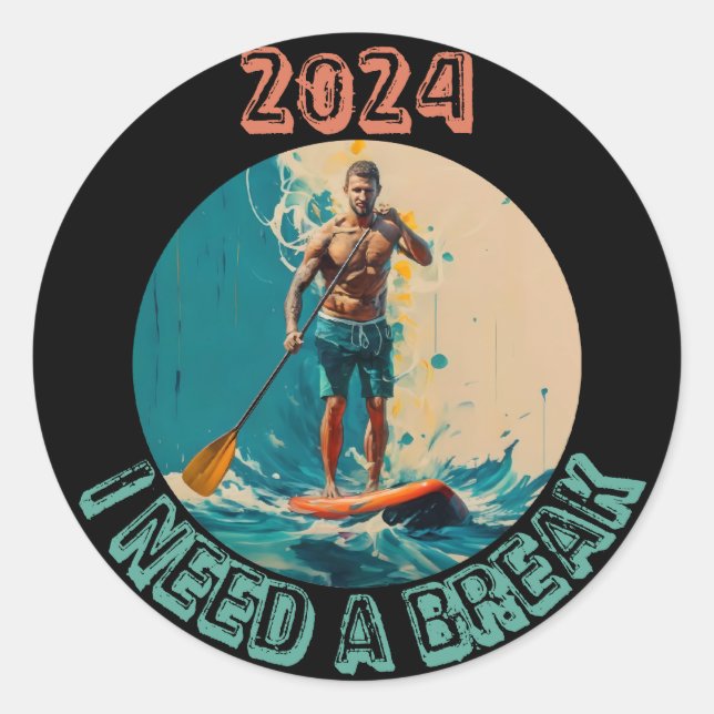 Adesivo Redondo Andando pelas ondas: sup paddle conselho surfing e (Frente)