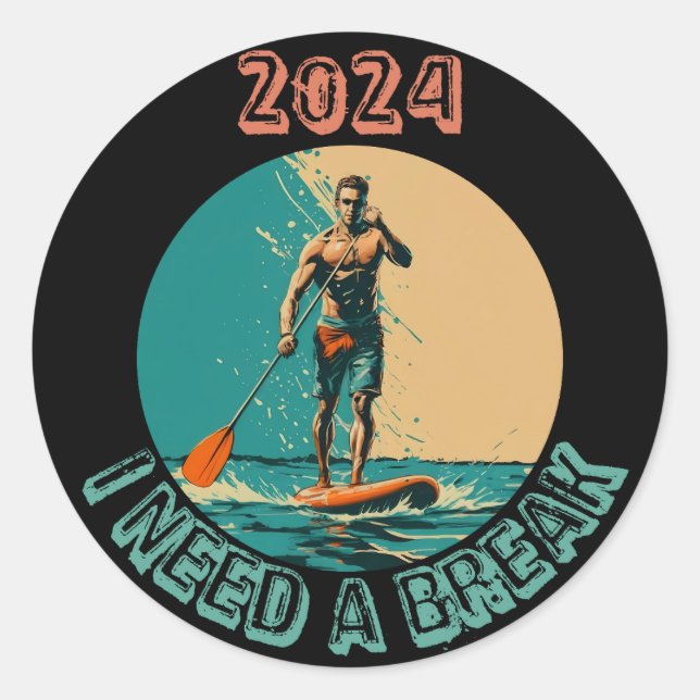 Adesivo Redondo Andando pelas ondas: sup paddle conselho surfing e (Frente)