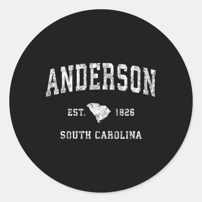 Adesivo Redondo Anderson South Carolina Sc Athletic Sports (Frente)