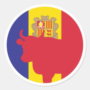 Adesivo Redondo Andorra - Bandeira Nacional de Animais