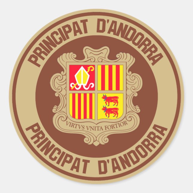 Adesivo Redondo Andorra Round Emblem (Frente)