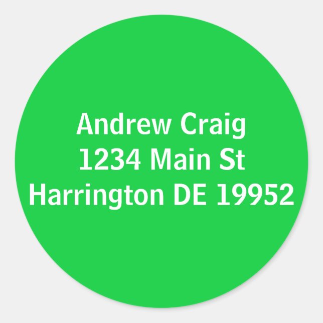 Adesivo Redondo Andrew Craig1234 Main StHarrington DE 19952 (Frente)