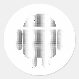 Adesivo Redondo Android — Ascii preto