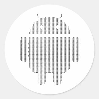 Adesivo Redondo Android — Ascii preto