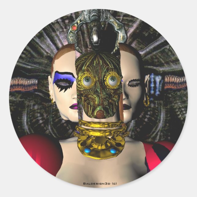 Adesivo Redondo ANDROID XENIA SPACESHIP PILOT,Ficção científica (Frente)