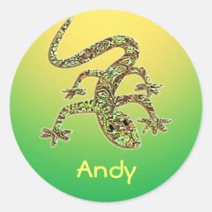 Adesivo Redondo Andy Gecko / Salamander / Lizard Sticker 1
