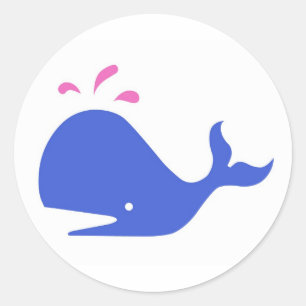 Adesivo Redondo Andy Whale Solitários azul, rosa no branco