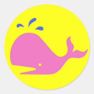 Adesivo Redondo Andy Whale Solitários_roxo,azul no amarelo
