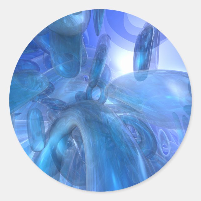 Adesivo Redondo Anéis azuis transparentes (Frente)