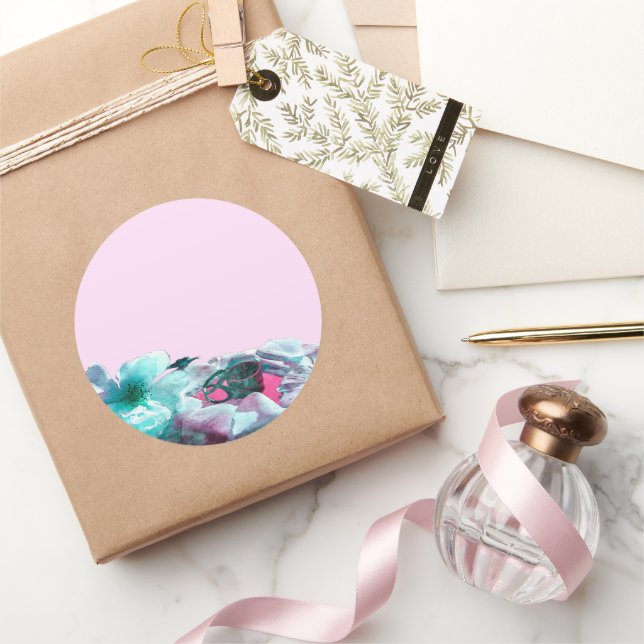 Adesivo Redondo Anéis com pétalas de rosa branca (Presentear)