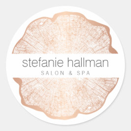 Adesivo Redondo Anéis de árvores Dourados de Rosa de beleza orgâni