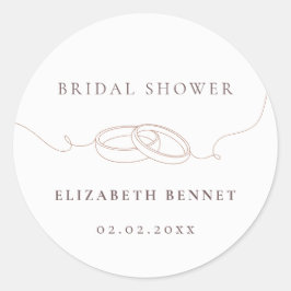 Adesivo Redondo Anéis de Casamento Simples Mínimos | Chá de panela