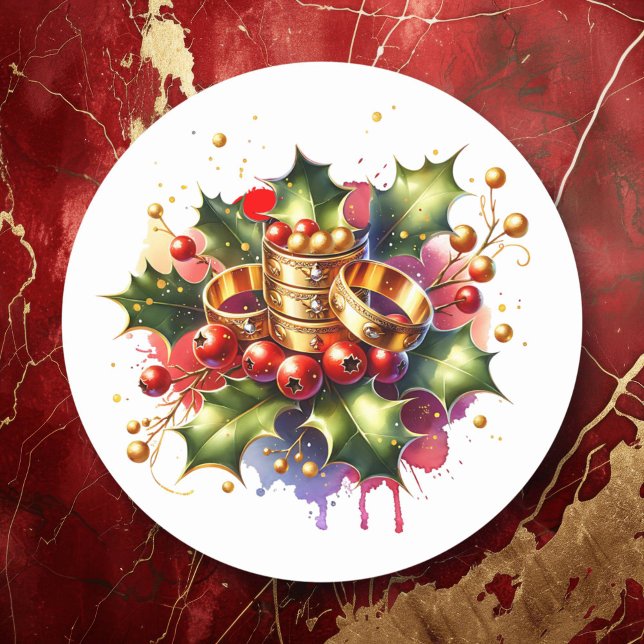 Adesivo Redondo Anéis de cinco Ouros | Doze dias de Natal (Criador carregado)