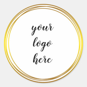 Adesivo Redondo Anéis de Círculos Dourados Borda Largura de Borda