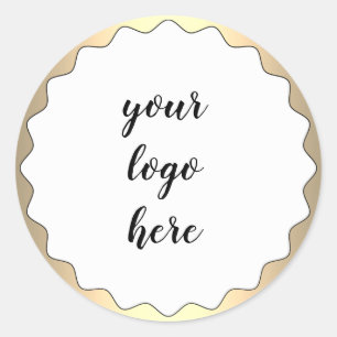 Adesivo Redondo Anéis de Círculos Dourados Borda Lítima Logotipo P