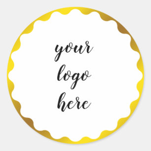 Adesivo Redondo Anéis de Círculos Dourados Borda Lítima Logotipo P