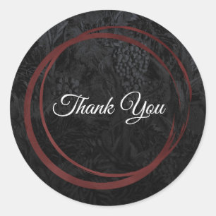 Adesivo Redondo Anéis de Vinho Tinto Preto Chic Moderno Favor Clas