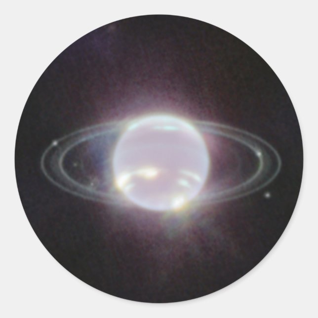 Adesivo Redondo Anéis JWST do Planeta Netuno (Frente)