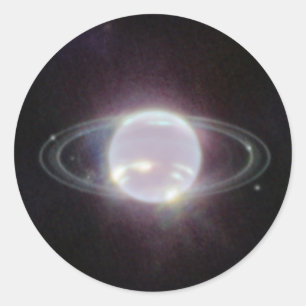 Adesivo Redondo Anéis JWST do Planeta Netuno