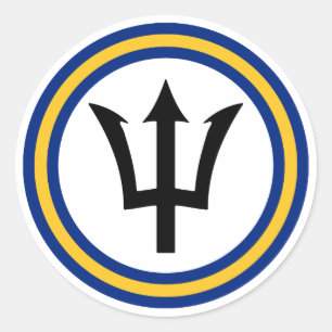 Adesivo Redondo Anel da bandeira de Barbados