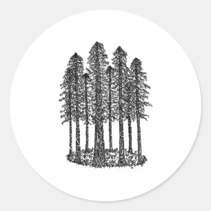 Adesivo Redondo Anel da Catedral (Desenho das Sequoias Costeiras)