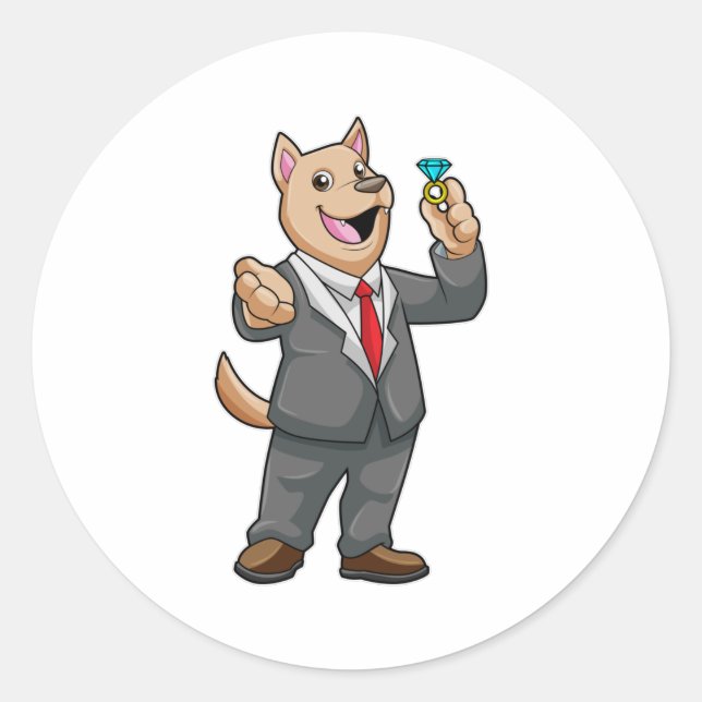 Adesivo Redondo anel de Casamento de Cachorro (Frente)