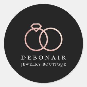 Adesivo Redondo Anel de Logotipo em Dourado Rosa Elegante Personal