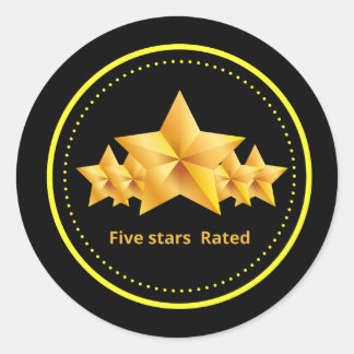 Adesivo Redondo anel de ouro classificado com cinco estrelas