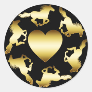 ADESIVO REDONDO ANEL DOURADO DOS CAVALOS