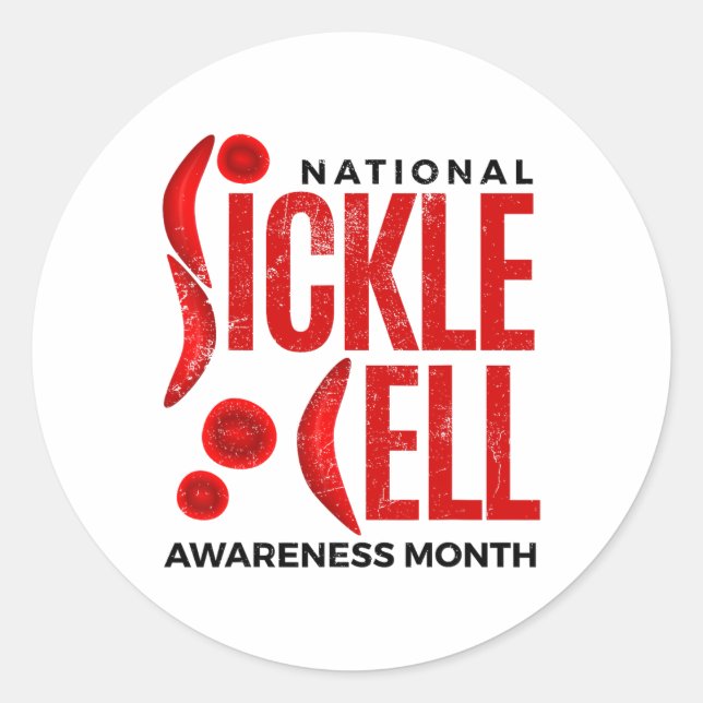 Adesivo Redondo Anemia Falsiforme das Células Falsiformes M (Frente)