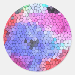 Adesivo Redondo Anêmonas do mosaico do vitral do © P Wherrell na