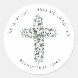 Adesivo Redondo Anemonas e Eucalyptus Cross Address