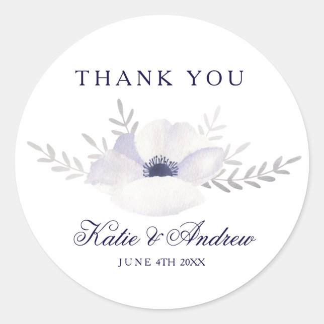 Adesivo Redondo Anêmonas Românticas (Frente)