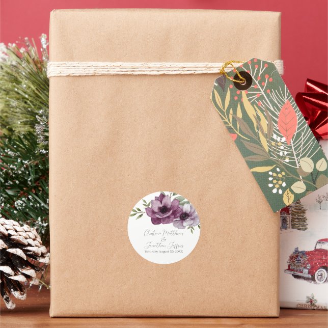 Adesivo Redondo Anêmonas Românticas de Aquarela (Feriado)