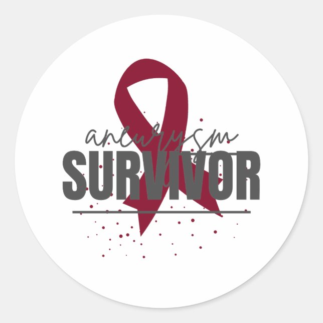 Adesivo Redondo Aneurysm Survivor Sticker with Burgundy Ribbon (Frente)