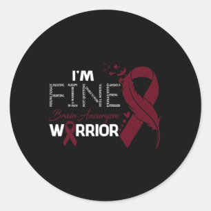 Adesivo Redondo Aneurysm Warrior, sou Fine Feather