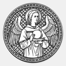 Adesivo Redondo Angel Black and White com católico religioso anfit