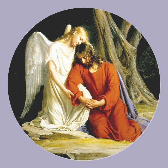 Adesivo Redondo Angel Comforts Jesus em Gethsemane (Criador carregado)