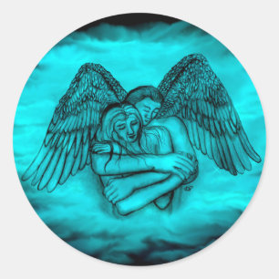 Adesivo Redondo Angel Eros in Love, design preto e verde