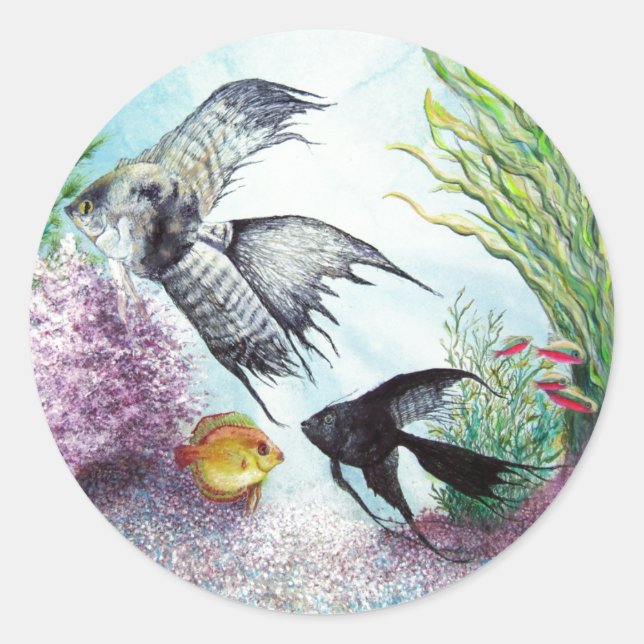 Adesivo Redondo Angel Fish Sticker (Frente)