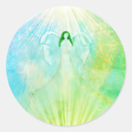 Adesivo Redondo Angel Green Blue Archangel Raphael Stickers