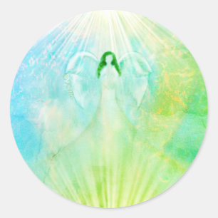 Adesivo Redondo Angel Green Blue Archangel Raphael Stickers