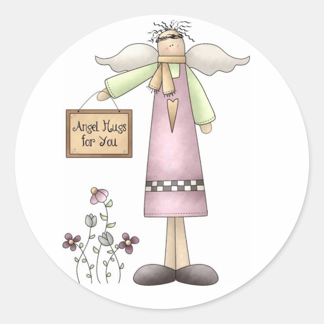 Adesivo Redondo Angel Hugs para os viciados (Frente)