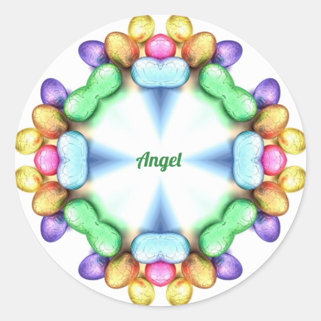 Adesivo Redondo ANGEL~ PÁSCOA WOW! Ovos bonito para Páscoa (Frente)