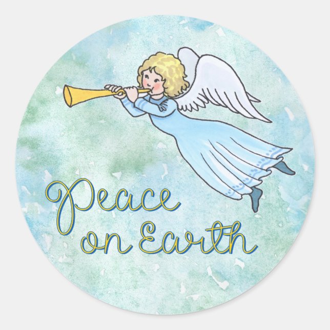Adesivo Redondo Angel Peace Sticker (Frente)
