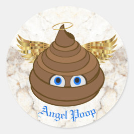 Adesivo Redondo Angel Poop Emoji
