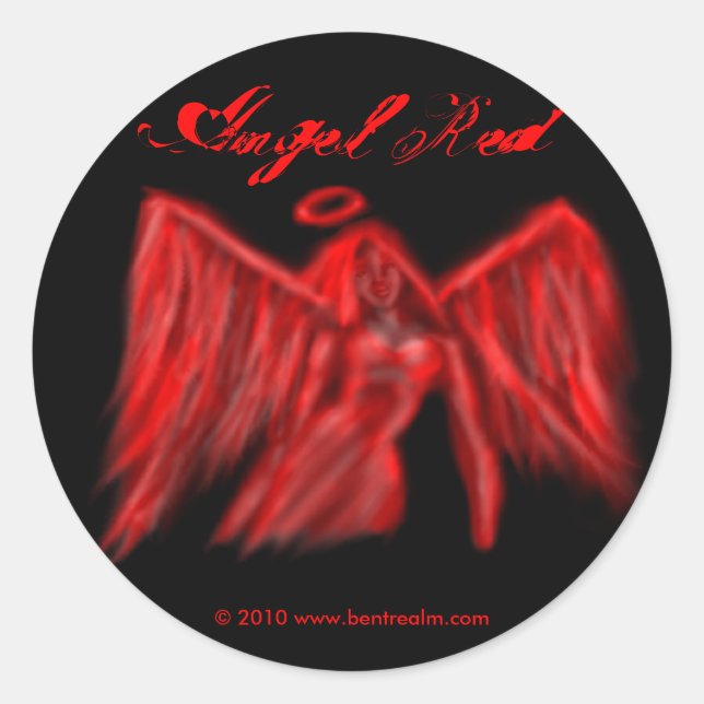 Adesivo Redondo Angel Red, Stickers 1 (Frente)
